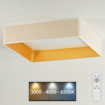 Brilagi - Plafón LED regulable VELVET SQUARE LED/24W/230V 3000/4000/6500K + mando a distancia cremoso