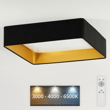 Brilagi - Plafón LED regulable VELVET SQUARE LED/24W/230V 3000/4000/6500K + mando a distancia negro