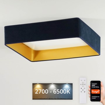 Brilagi - Plafón LED regulable VELVET SQUARE SMART LED/36W/230V 2700-6500K Wi-Fi Tuya + mando a distancia azul oscuro