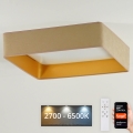 Brilagi - Plafón LED regulable VELVET SQUARE SMART LED/36W/230V 2700-6500K Wi-Fi Tuya + mando a distancia beige