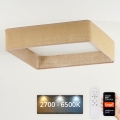 Brilagi - Plafón LED regulable VELVET SQUARE SMART LED/36W/230V 2700-6500K Wi-Fi Tuya + mando a distancia marrón