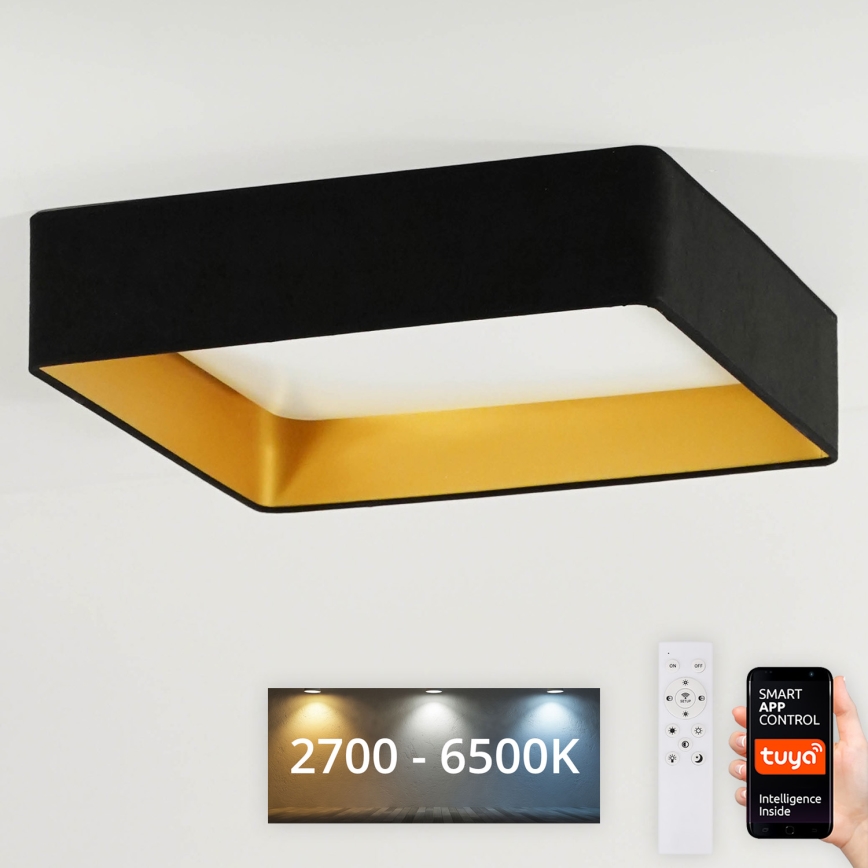 Brilagi - Plafón LED regulable VELVET SQUARE SMART LED/36W/230V 2700-6500K Wi-Fi Tuya + mando a distancia negro