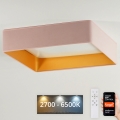 Brilagi - Plafón LED regulable VELVET SQUARE SMART LED/36W/230V 2700-6500K Wi-Fi Tuya + mando a distancia rosa