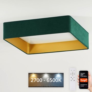 Brilagi - Plafón LED regulable VELVET SQUARE SMART LED/36W/230V 2700-6500K Wi-Fi Tuya + mando a distancia verde