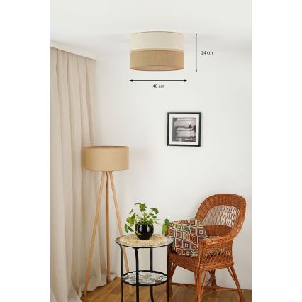 Brilagi - Plafón ROYAL YUTE 1xE27/15W/230V diá. 40 cm beige/color crema