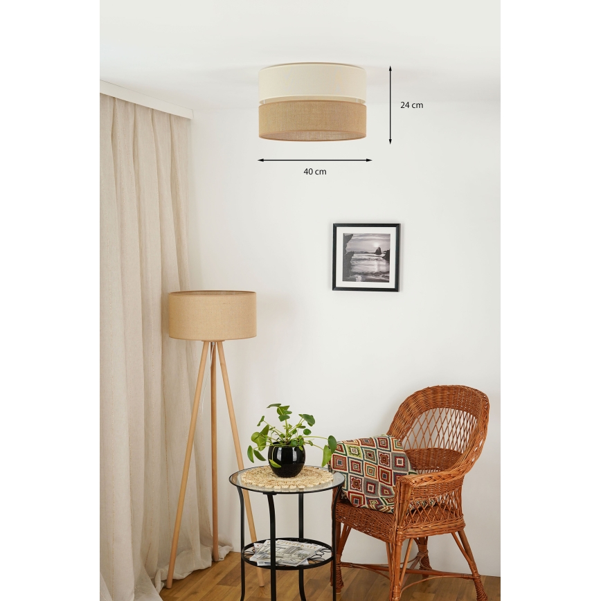 Brilagi - Plafón ROYAL YUTE 1xE27/15W/230V diá. 40 cm beige/color crema