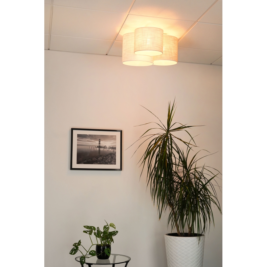 Brilagi - Plafón SNAKE 3xE27/15W/230V gris/color crema