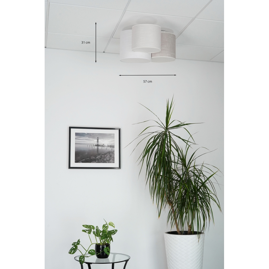 Brilagi - Plafón SNAKE 3xE27/15W/230V gris/color crema