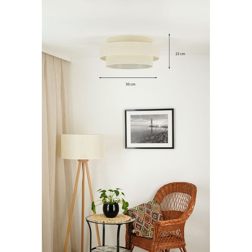Brilagi - Plafón SPACE YUTE LED/12W/230V diá. 50 cm 3000K/4000K/6400K color crema