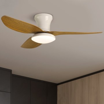 Brilagi - Ventilador de techo LED regulable LED/30W/230V 3000-6500K blanco/marrón + control remoto