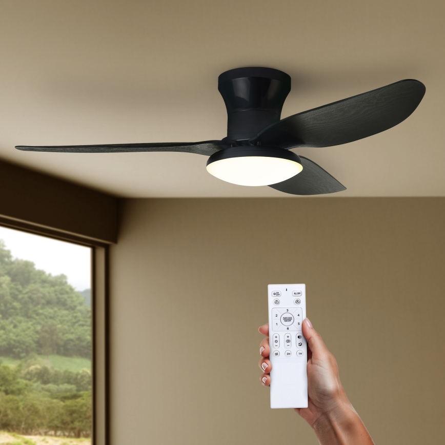 Brilagi - Ventilador de techo LED regulable LED/30W/230V 3000-6500K negro + control remoto