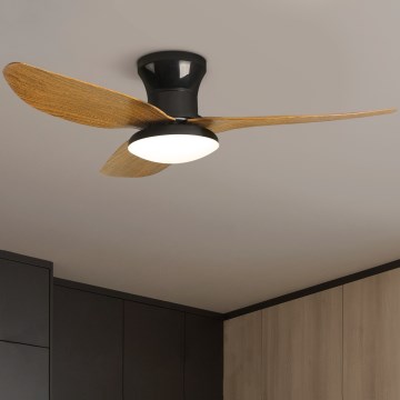 Brilagi - Ventilador de techo LED regulable LED/30W/230V 3000-6500K negro/marrón + control remoto