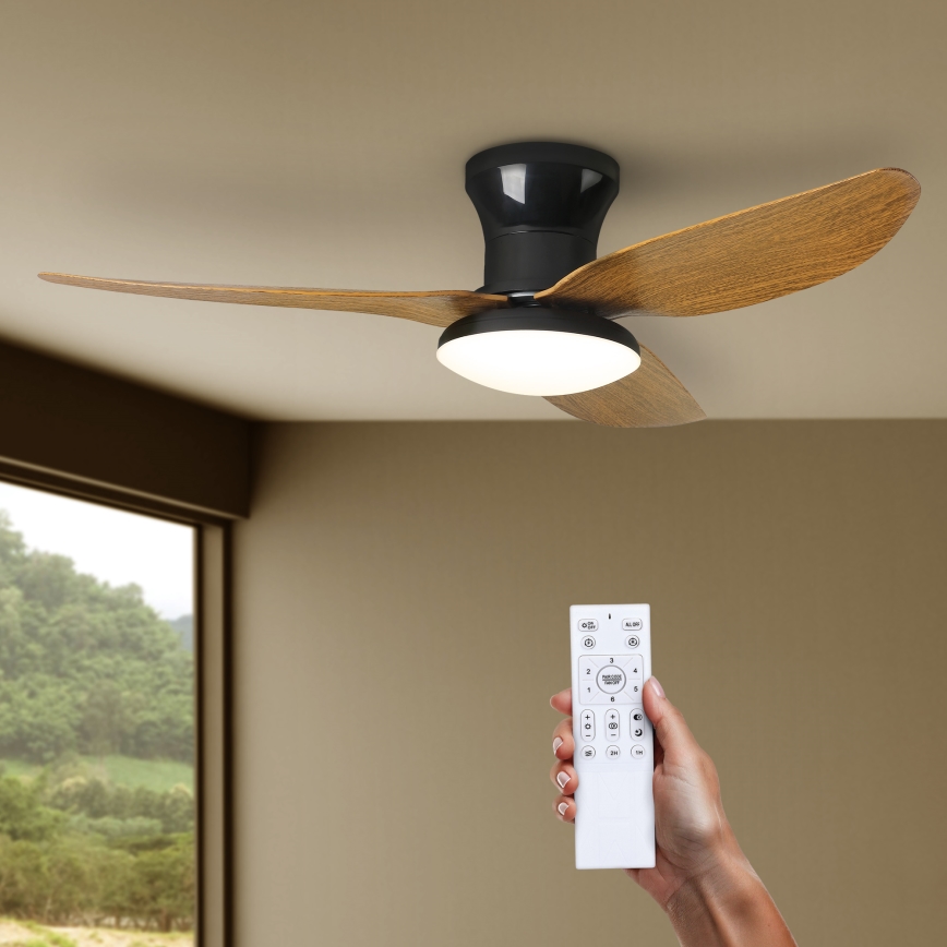 Brilagi - Ventilador de techo LED regulable LED/30W/230V 3000-6500K negro/marrón + control remoto