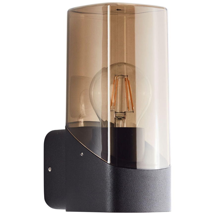 Brilliant - Aplique de exterior MINOU 1xE27/10W/230V IP44 negro/ahumado