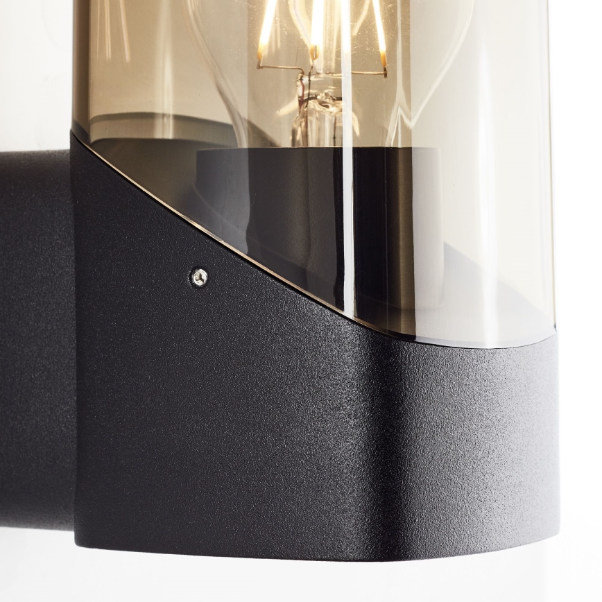 Brilliant - Aplique de exterior MINOU 1xE27/10W/230V IP44 negro/ahumado