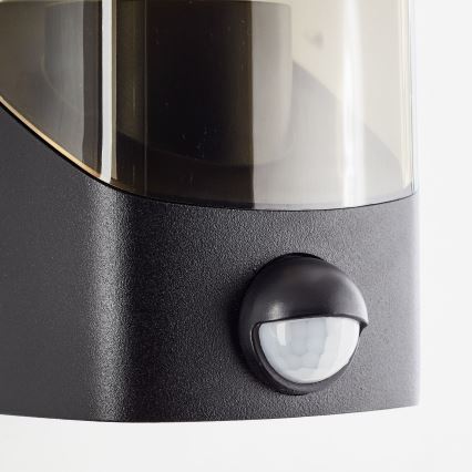 Brilliant - Aplique para exterior con sensor MINOU 1xE27/10W/230V IP44 negro/ahumado