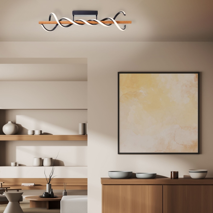 Brilliant - Lámpara de techo LED regulable AMALIA LED/38W/230V pino - FSC Certificado