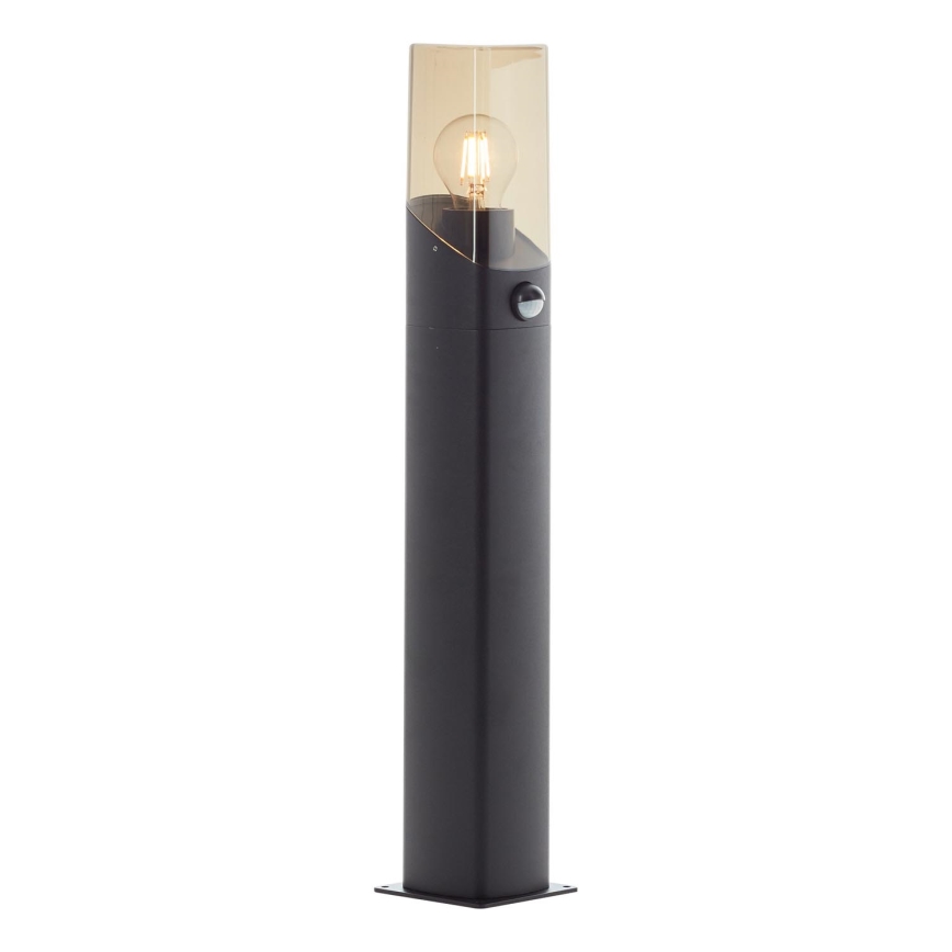 Brilliant - Lámpara exterior con sensor MINOU 1xE27/10W/230V IP44 negro/ahumado