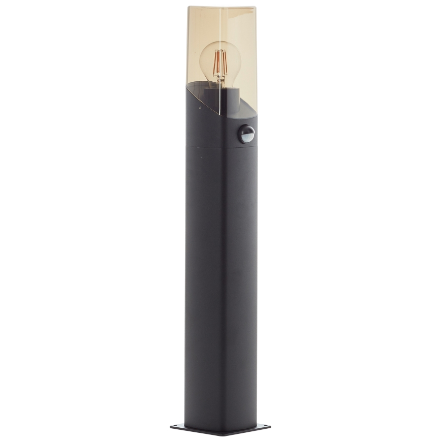 Brilliant - Lámpara exterior con sensor MINOU 1xE27/10W/230V IP44 negro/ahumado