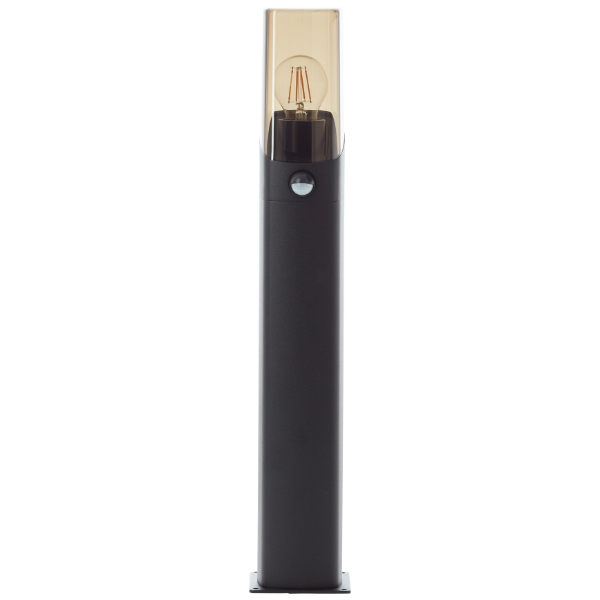 Brilliant - Lámpara exterior con sensor MINOU 1xE27/10W/230V IP44 negro/ahumado