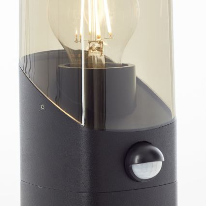 Brilliant - Lámpara exterior con sensor MINOU 1xE27/10W/230V IP44 negro/ahumado
