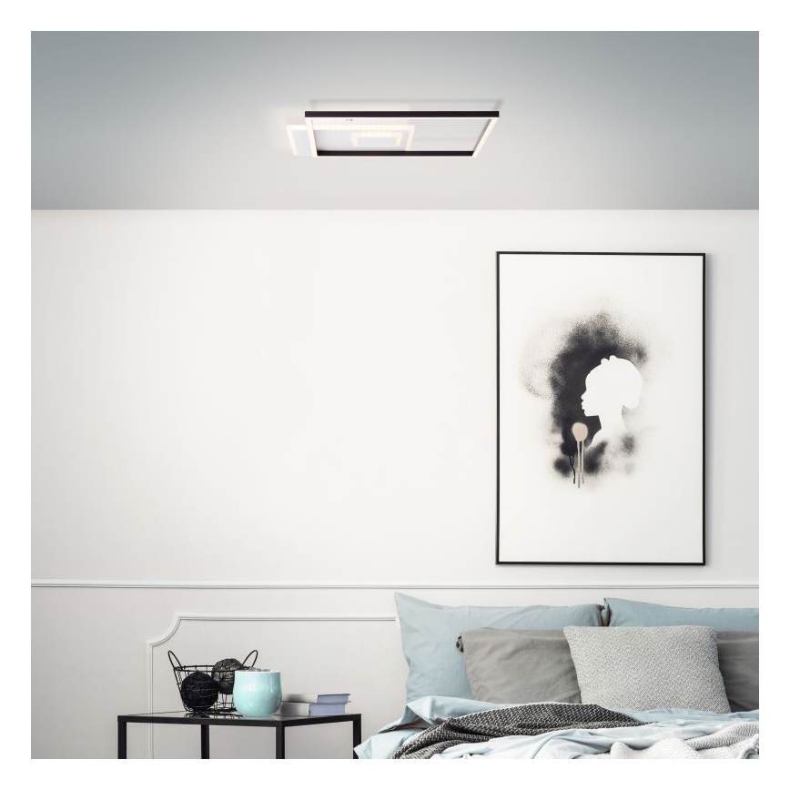 Brilliant - Plafón LED regulable IORGO LED/40W/230V 3000K 43,5x43,5 cm blanco/negro