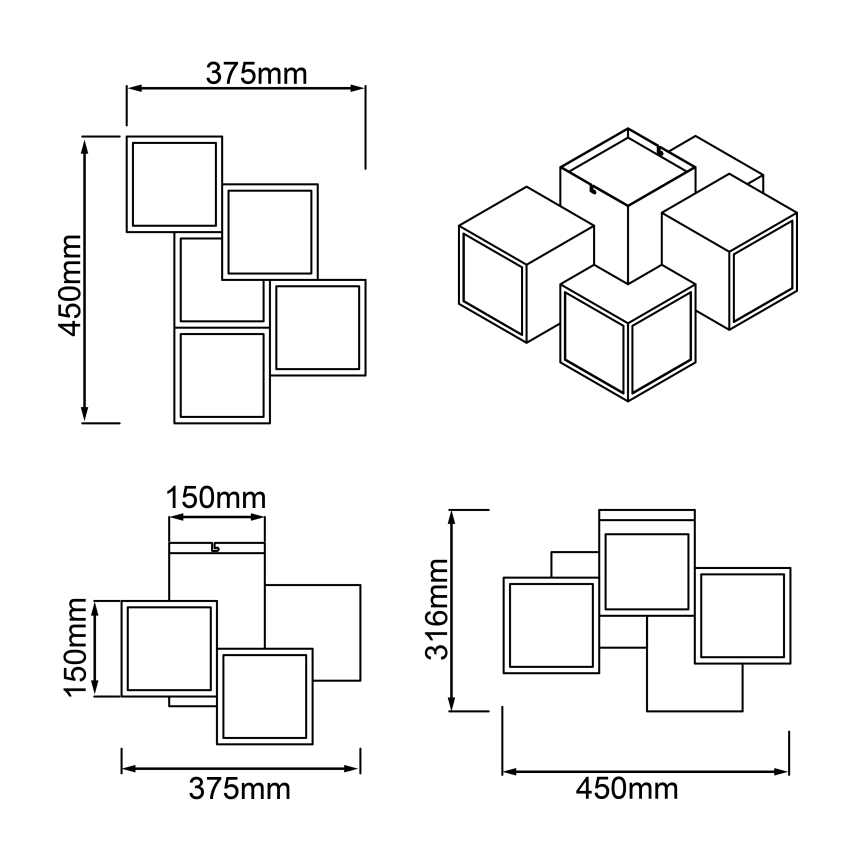 Brilliant - Plafón LED CUBIX 5xLED/7,6W/230V 3000K blanco