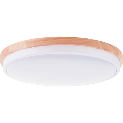 Brilliant - Plafón LED regulable BAARLO LED/24W/230V diá. 35 cm blanco/madera de caucho - FSC Certificado