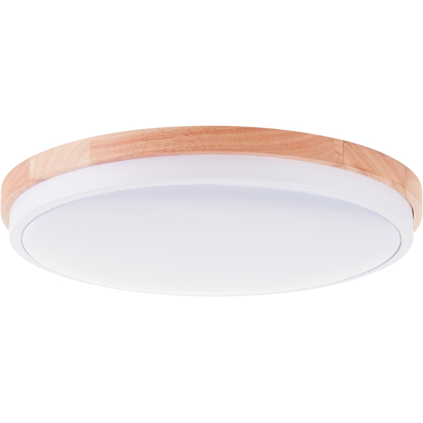 Brilliant - Plafón LED regulable BAARLO LED/24W/230V diá. 35 cm blanco/madera de caucho - FSC Certificado