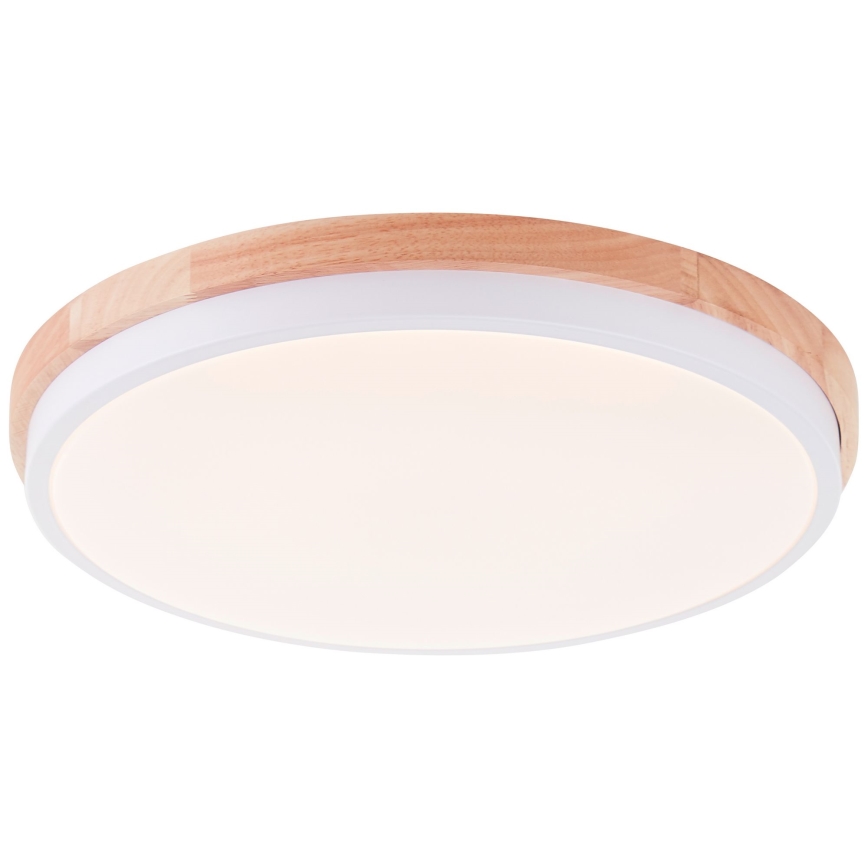Brilliant - Plafón LED regulable BAARLO LED/24W/230V diá. 35 cm blanco/madera de caucho - FSC Certificado