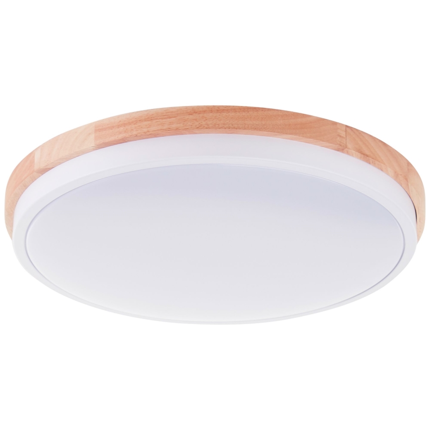 Brilliant - Plafón LED regulable BAARLO LED/24W/230V diá. 35 cm blanco/madera de caucho - FSC Certificado