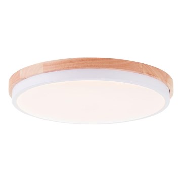 Brilliant - Plafón LED regulable BAARLO LED/24W/230V diá. 35 cm blanco/madera de caucho - FSC Certificado