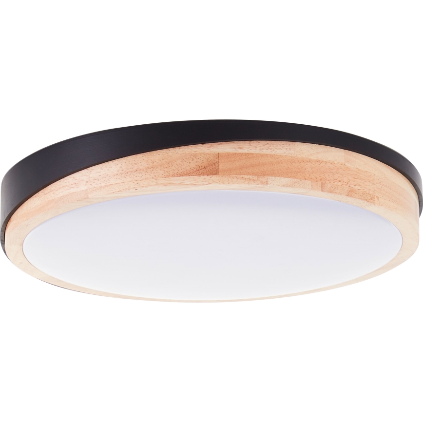 Brilliant - Plafón LED regulable BAARLO LED/24W/230V diá. 35 cm negro/madera de caucho - FSC Certificado