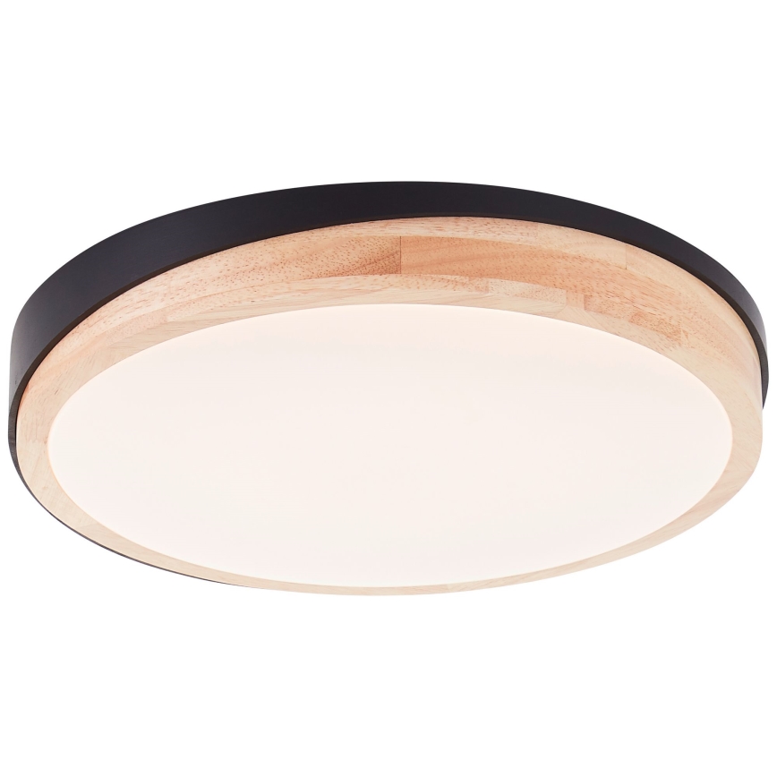 Brilliant - Plafón LED regulable BAARLO LED/24W/230V diá. 35 cm negro/madera de caucho - FSC Certificado