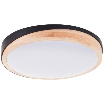 Brilliant - Plafón LED regulable BAARLO LED/24W/230V diá. 35 cm negro/madera de caucho - FSC Certificado