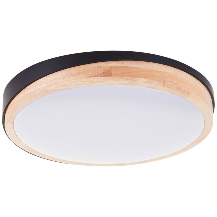 Brilliant - Plafón LED regulable BAARLO LED/24W/230V diá. 35 cm negro/madera de caucho - FSC Certificado