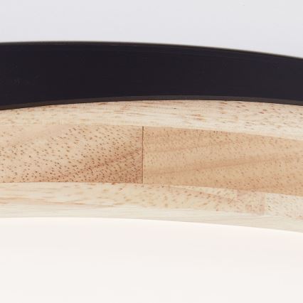Brilliant - Plafón LED regulable BAARLO LED/24W/230V diá. 35 cm negro/madera de caucho - FSC Certificado
