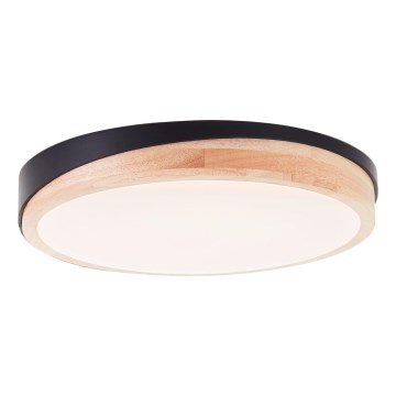 Brilliant - Plafón LED regulable BAARLO LED/24W/230V diá. 35 cm negro/madera de caucho - FSC Certificado