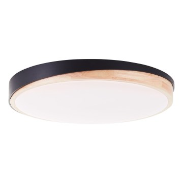 Brilliant - Plafón LED regulable BAARLO LED/36W/230V 3000-6500K diá. 50 cm negro/madera de caucho + control remoto - FSC Certificado