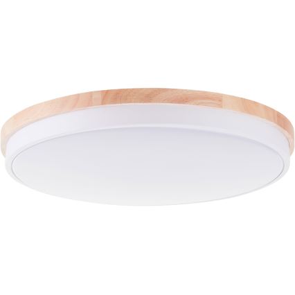Brilliant - Plafón LED regulable BAARLO LED/36W/230V 3000-6500K diá. 50 cm blanco/madera de caucho + control remoto - FSC Certificado