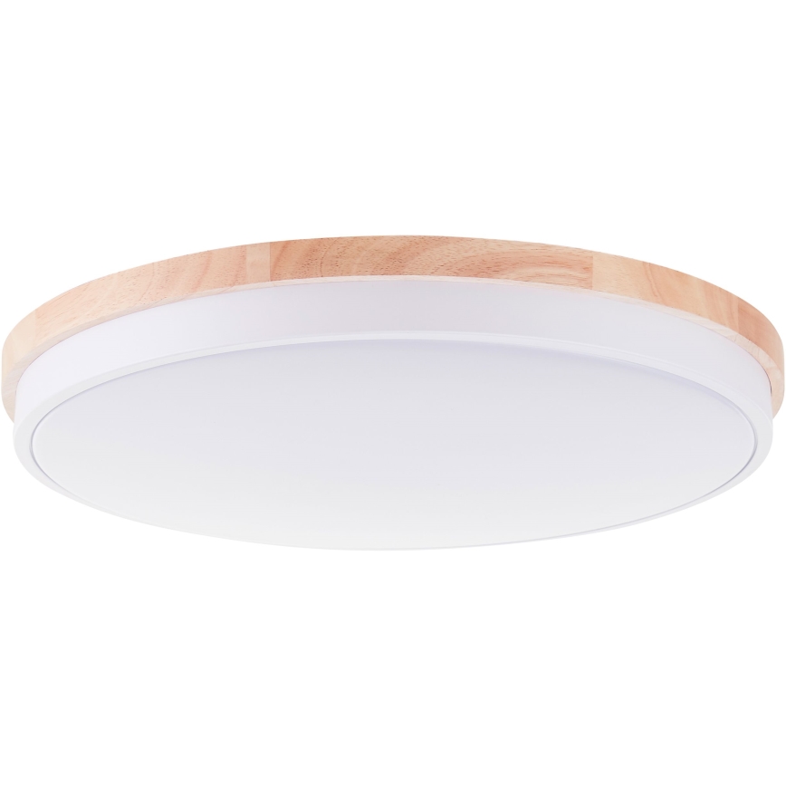 Brilliant - Plafón LED regulable BAARLO LED/36W/230V 3000-6500K diá. 50 cm blanco/madera de caucho + control remoto - FSC Certificado