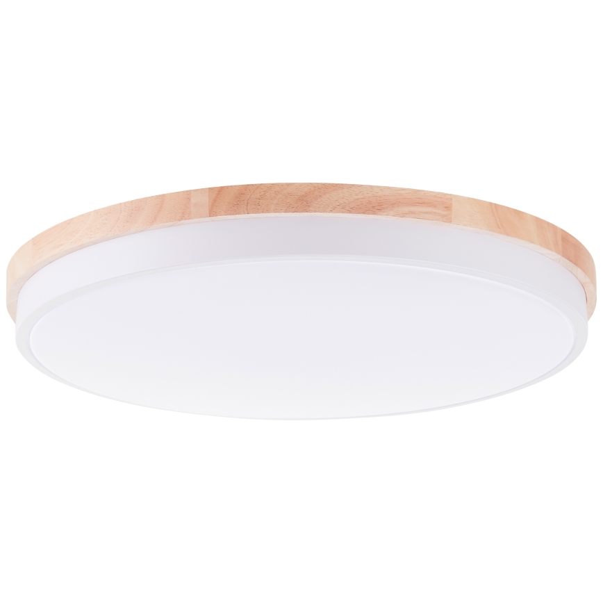 Brilliant - Plafón LED regulable BAARLO LED/36W/230V 3000-6500K diá. 50 cm blanco/madera de caucho + control remoto - FSC Certificado
