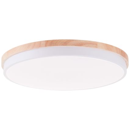 Brilliant - Plafón LED regulable BAARLO LED/36W/230V 3000-6500K diá. 50 cm blanco/madera de caucho + control remoto - FSC Certificado