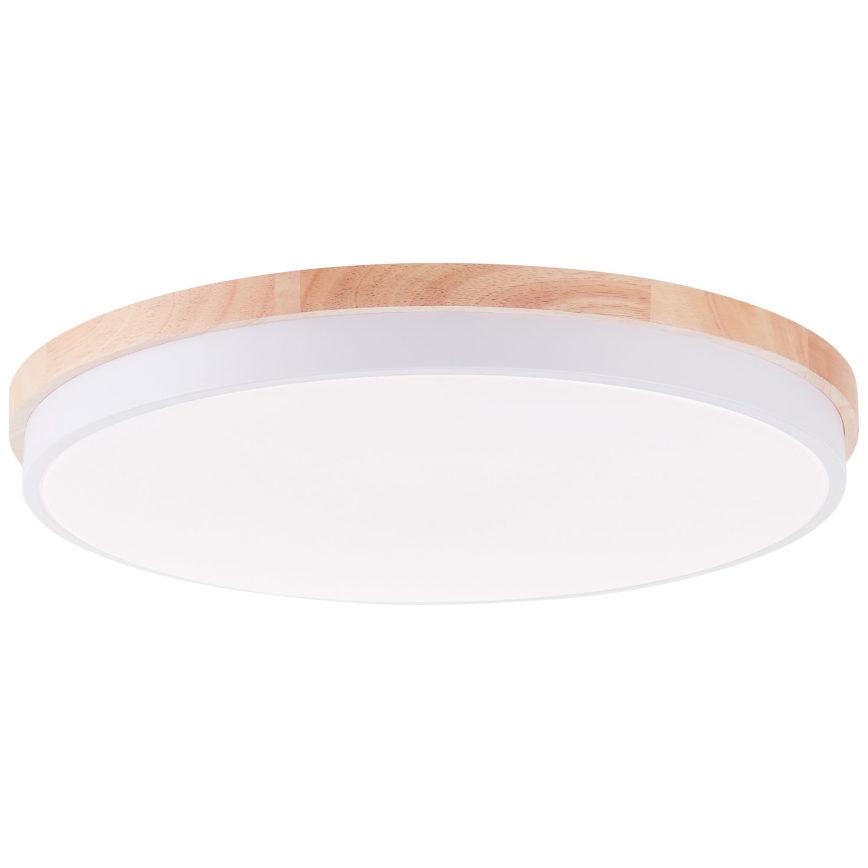 Brilliant - Plafón LED regulable BAARLO LED/36W/230V 3000-6500K diá. 50 cm blanco/madera de caucho + control remoto - FSC Certificado