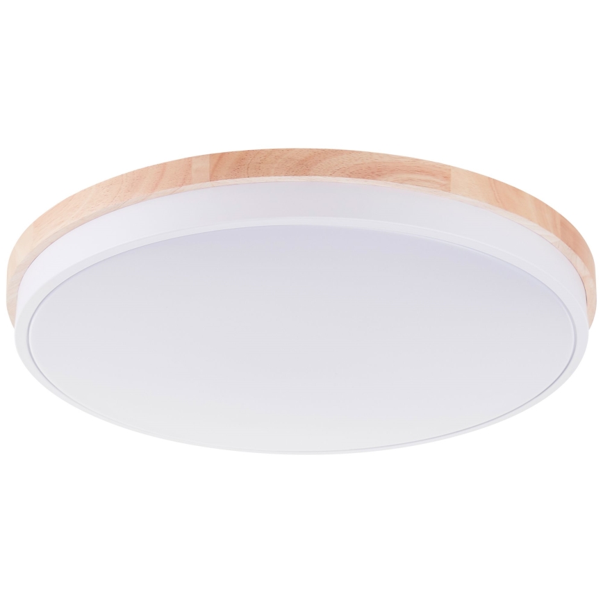 Brilliant - Plafón LED regulable BAARLO LED/36W/230V 3000-6500K diá. 50 cm blanco/madera de caucho + control remoto - FSC Certificado