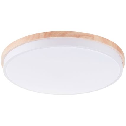 Brilliant - Plafón LED regulable BAARLO LED/36W/230V 3000-6500K diá. 50 cm blanco/madera de caucho + control remoto - FSC Certificado