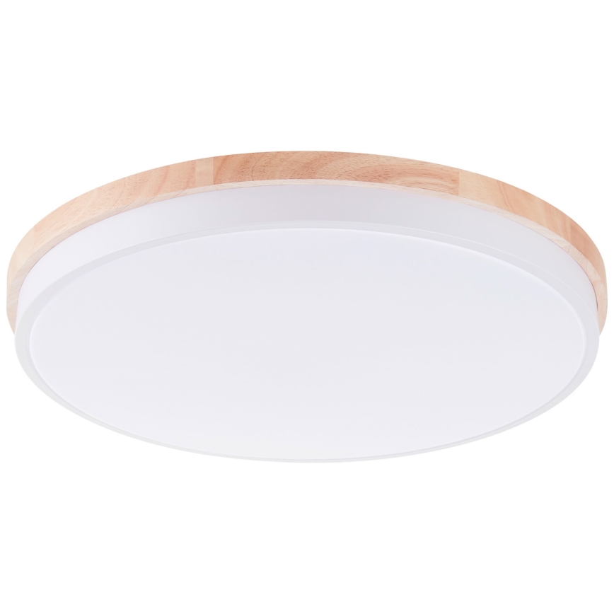Brilliant - Plafón LED regulable BAARLO LED/36W/230V 3000-6500K diá. 50 cm blanco/madera de caucho + control remoto - FSC Certificado