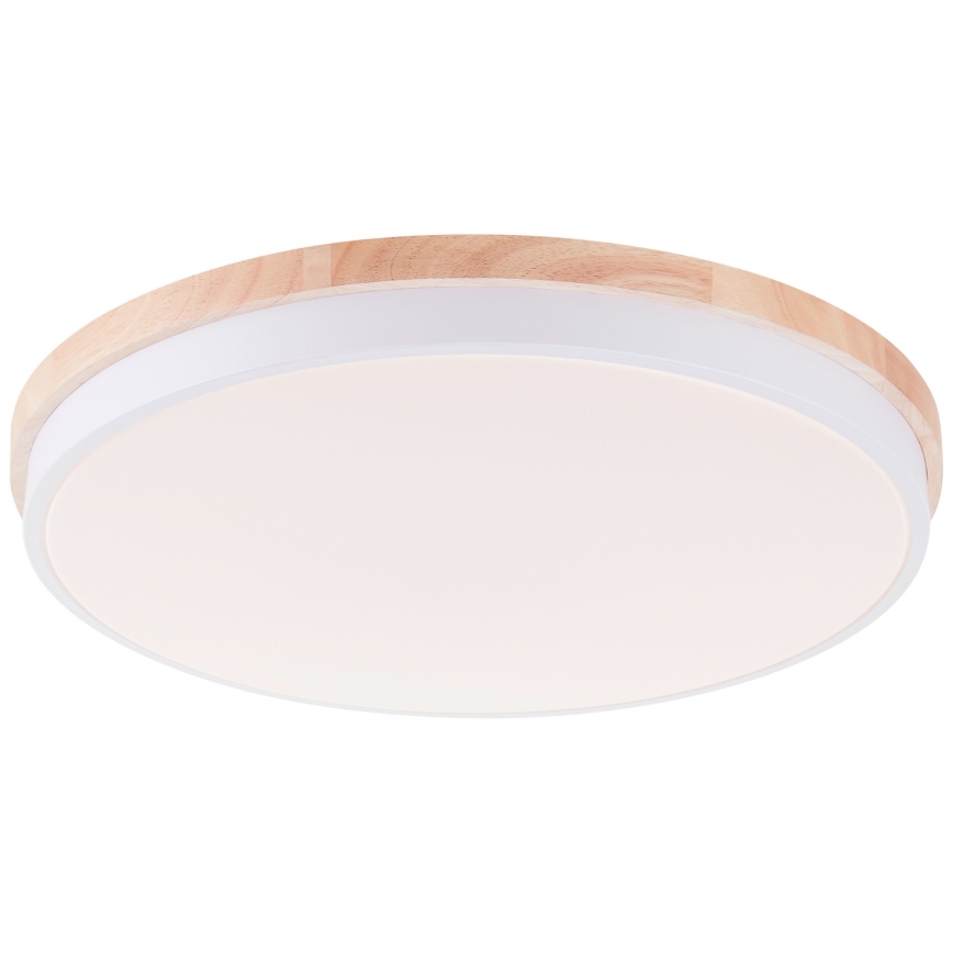 Brilliant - Plafón LED regulable BAARLO LED/36W/230V 3000-6500K diá. 50 cm blanco/madera de caucho + control remoto - FSC Certificado