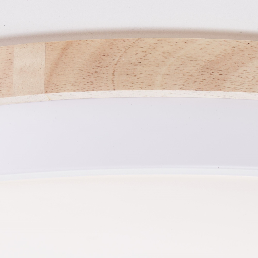 Brilliant - Plafón LED regulable BAARLO LED/36W/230V 3000-6500K diá. 50 cm blanco/madera de caucho + control remoto - FSC Certificado
