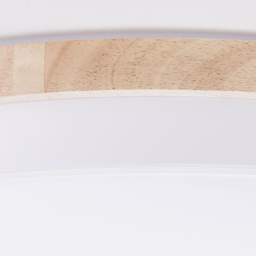 Brilliant - Plafón LED regulable BAARLO LED/36W/230V 3000-6500K diá. 50 cm blanco/madera de caucho + control remoto - FSC Certificado